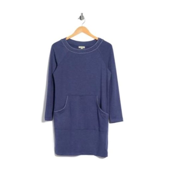 Max Studio Terry Knit Blue Soft Sweater Shirt Dress - Picture 2 of 8